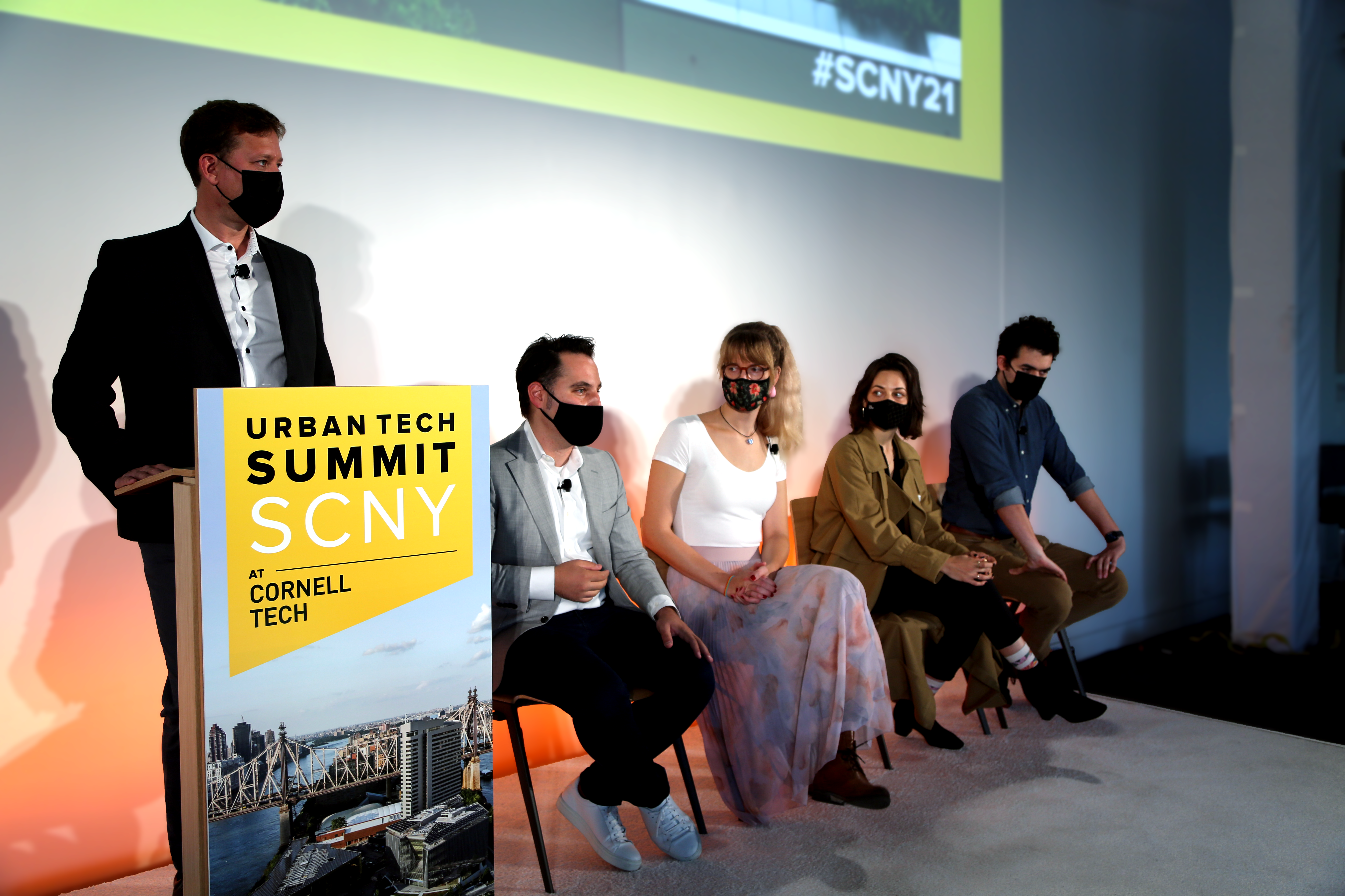 Anthony Townsend, Jeff Prosserman, Meli Harvey, Dana Chermesh-Reshef, and Juan-Pablo Velez at the SCNY Urban Tech Summit 2021