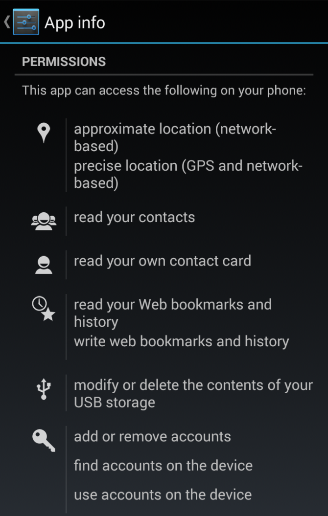 Android app permissions
