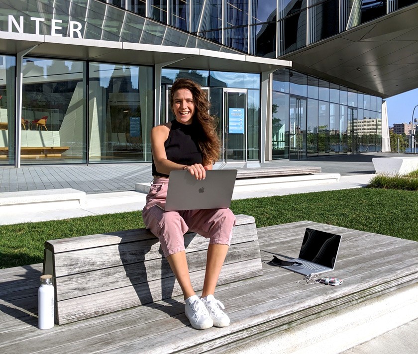 Irene Font Peradejordi MS ’21 outside the Tata Innovation Center at Cornell Tech in fall 2020