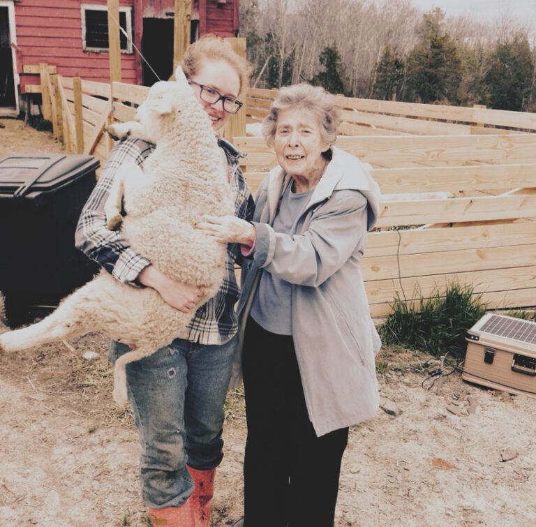 Leanna and her grandmother Marjorie Mulvihill at Leanna’s Four Legs Farm in 2015