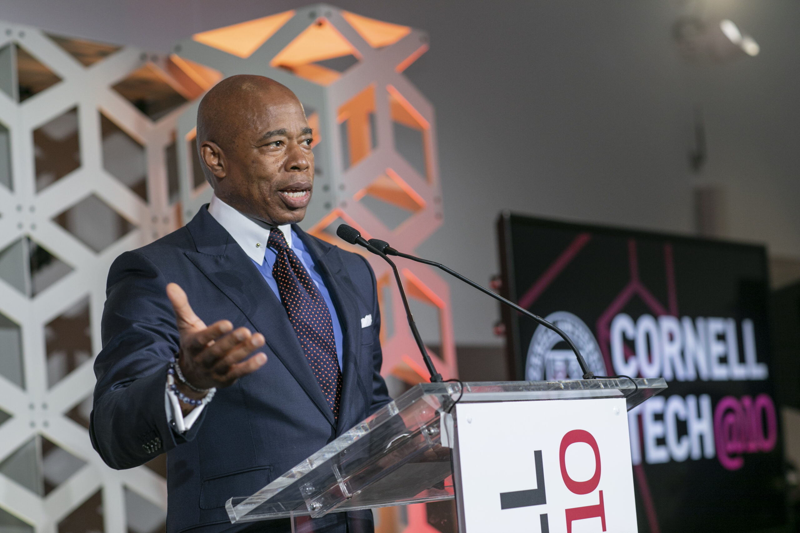 New York City Mayor Eric Adams spoke at the 10th anniversary celebration about the importance of institutions like Cornell Tech in helping grow the city's tech sector.