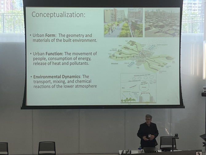 John Albertson, professor of civil and environmental engineering, presents at the AMbiENtE Workshop at Cornell Tech on June 23.